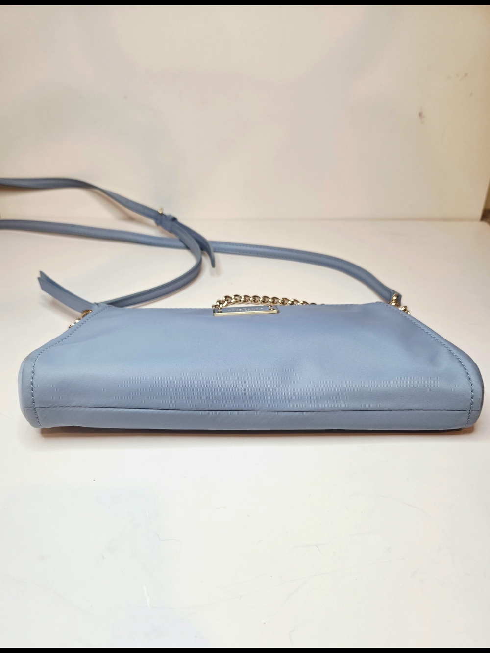 Kate Spade Convertible Crossbody Nylon Purse Baby Blue Baguette Demi Pochette - Picture 11 of 16